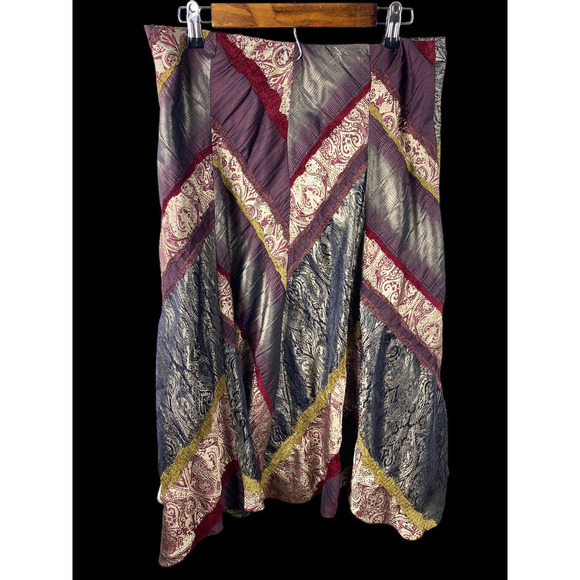 Coldwater Creek Skirt Medium Patchwork Gypsy Core Y2K Boho Artsy Mixed Fabrics - Picture 5 of 12